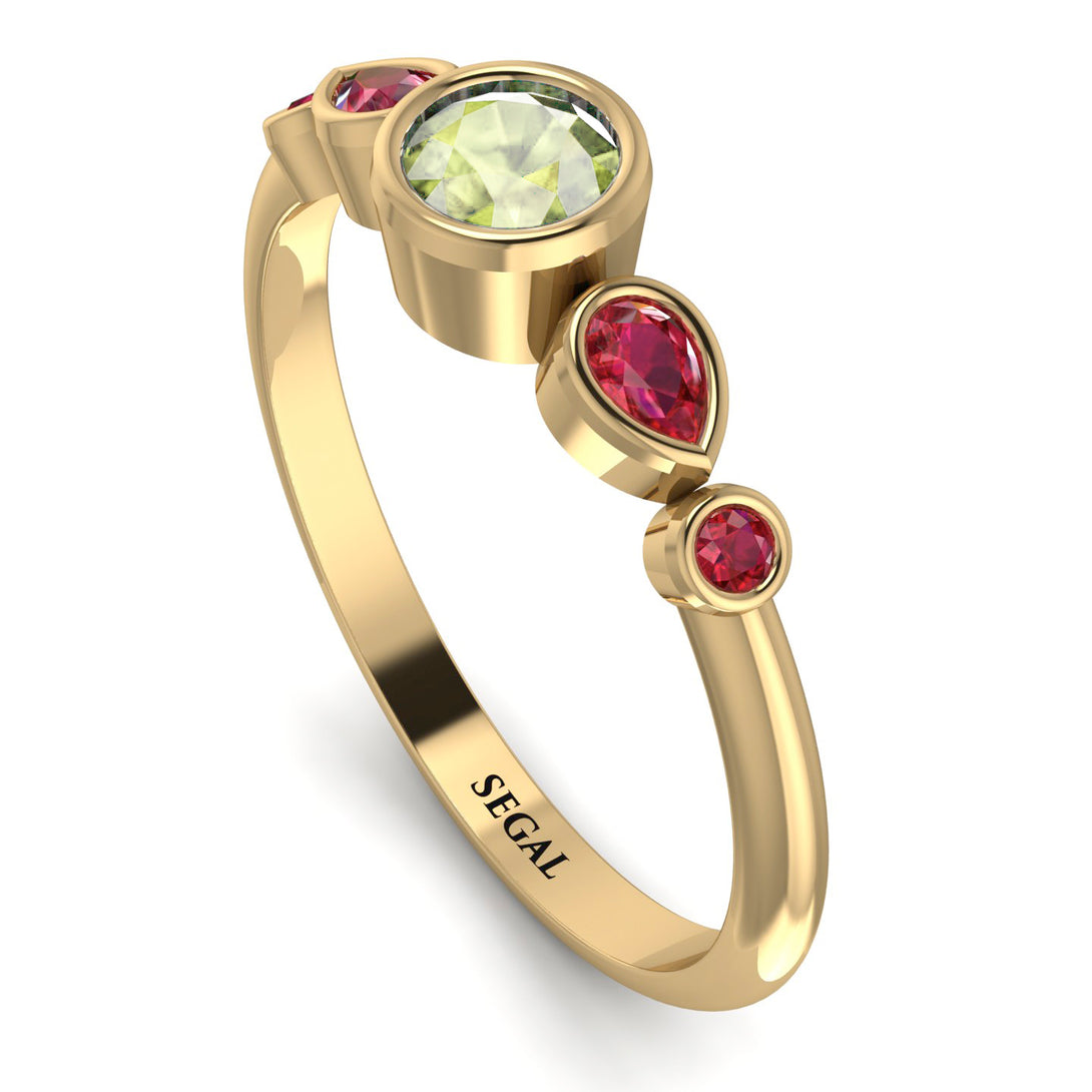 Bezel Symmetrical Peridot Ring - Ivy No. 610